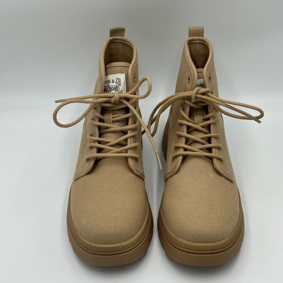Levi's Hayley Tan Heavy Canvas Casual Lace Up Platform Ankle Boots Womens Size 9 - Picture 3 of 12